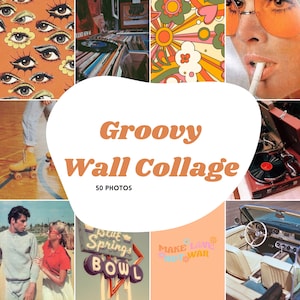 Groovy Wall Collage Prints, Seventies Wall Collage Kit, Teen Bedroom, Aesthetic Room Decor, Aesthetic Wall Kit (PHYSICAL PRODUCT) (2 sizes)