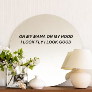 On My Mama Mirror Sticker, Vinyl Mirror Sticker, Rearview Mirror Sticker, Bedroom Mirror Sticker, Trendy Vinyl Mirror Decal