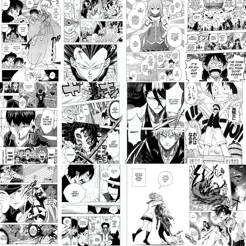 Manga Panel Wall Collage, Manga Wall Collage Kit, Anime Room Decor, Manga Room Decor, Aesthetic Wall Kit (2 sizes) image 5
