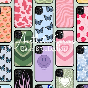 Aesthetic Cute iPhone Cases, over 70 cute designs, aesthetic iphone cases, Y2K, Butterfly, Flames, Smiley, Hearts, and more