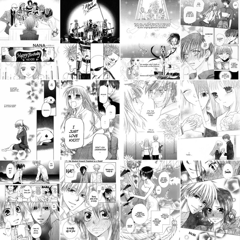 Shoujo-mangapaneel muurcollage, manga muurcollagekit, anime kamerdecor, manga kamerdecor, esthetische muurkit (2 maten) afbeelding 3