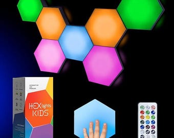 HEXlights Kids Touch & Remote Controlled Lights—Enjoyed by Kids with Autism—Tap Tap Wall Lights for Sensory Room—Table Stand Included.