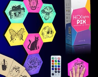 HEXlights Pix Girls Touch Hexagon Lights. Remote Controlled Light Tiles. Enjoyed by Kids with Autism as Tap Tap Wall Lights for Sensory Room