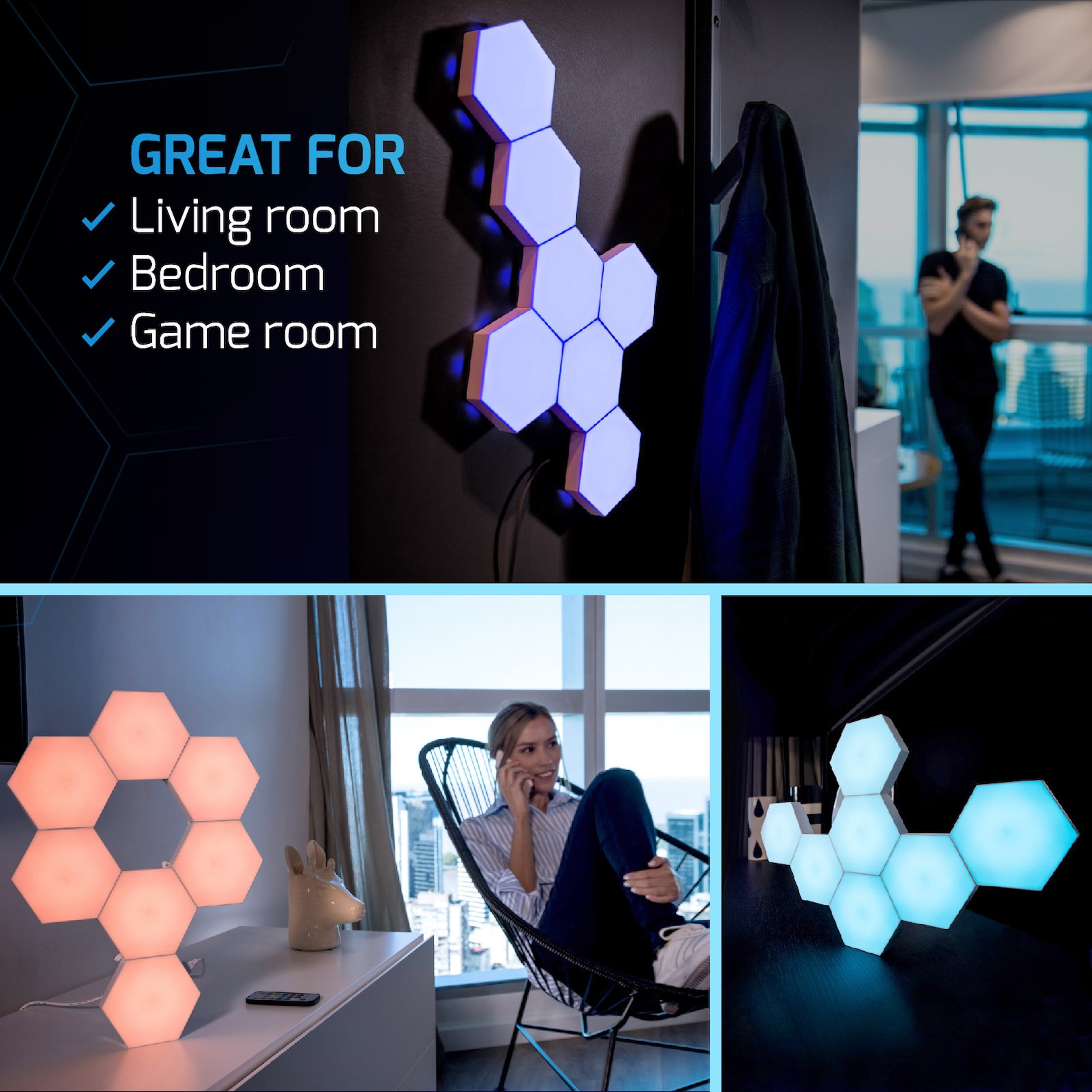 Gaming Room Lights for Wall 7 Pack Hexagon Lights Remote Etsy