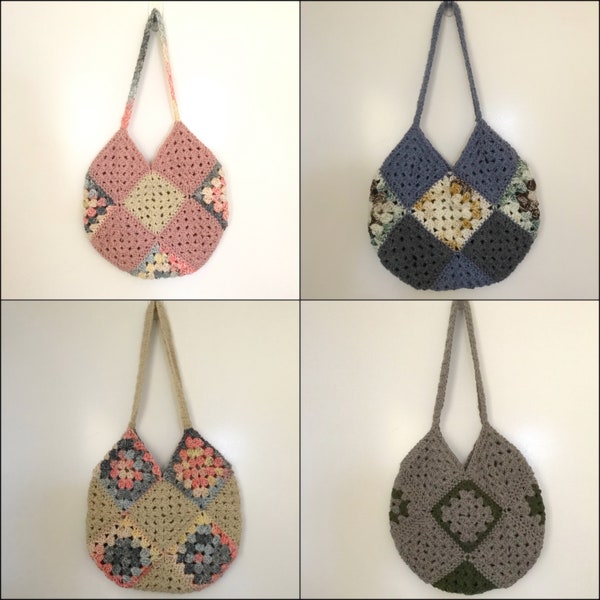 Crochet patchwork hobo bags