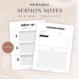 Printable Sermon Notes Template | Church Notes Worksheet | Preaching Notes