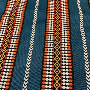 Jordanian Made Bedouin Sadu Fabric for Cushions, Tablecloths, Pillow Covers, 1.3 meters wide. Teal. Sold by the METER