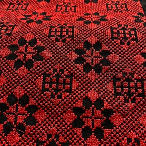 Authentic Jordanian/Palestinian Tatreez Embroidery, Red/Black, Floral, 18.5 Inches Wide, Made in Jordan