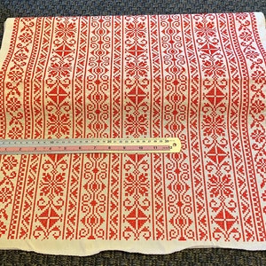 Authentic Jordanian/Palestinian Tatreez Embroidery Fabric, Red, 18 Inches Wide, Made in Jordan