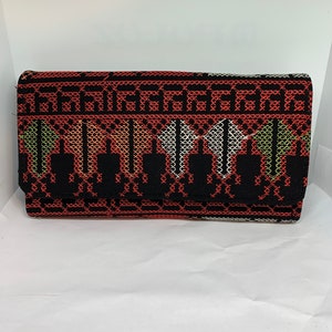 Jordanian Tatreez Cross-Stitch Embroidery Wallet Purse