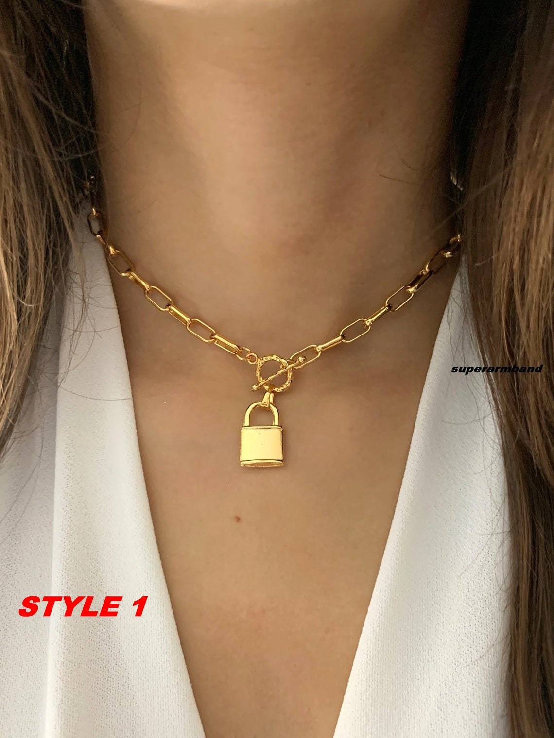 Gold Chunky 16 Inch Necklace with Toggle + Louis Vuitton Lock Set – Haus of  Luxury