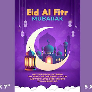 Karta Eid Mubarik | Radosna islamska karta z życzeniami na obchody Eid