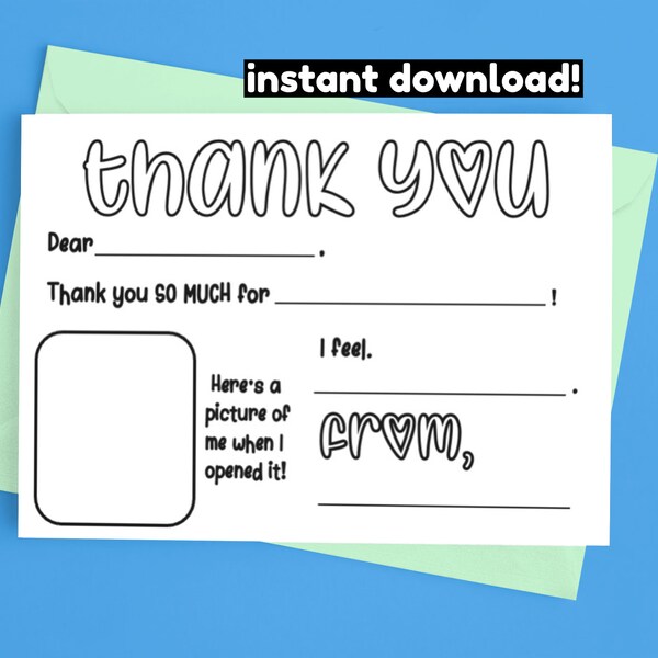 Kids Thank You Cards - Etsy