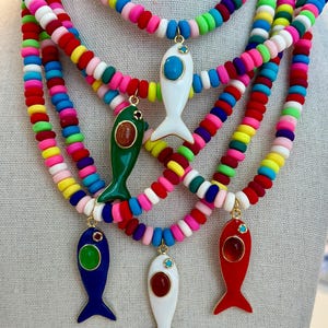 Jelly Beaded Fish Necklace