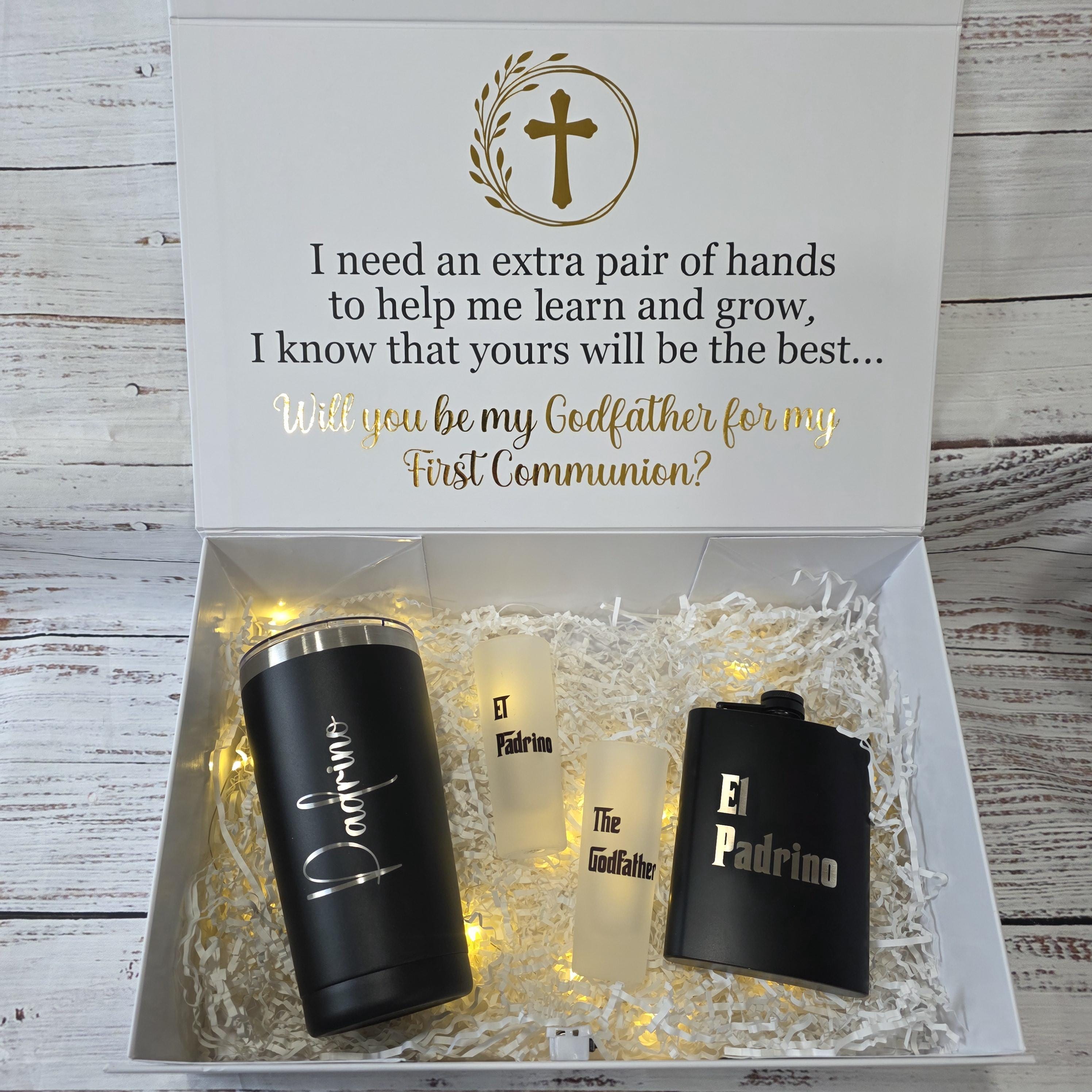 Godfather Proposal Gift Box – Tumbler, Flask, Shot Glasses – First ...