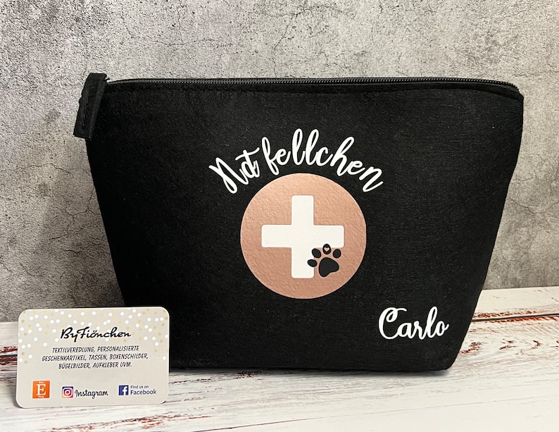 Notfellchen Hunde Apothekentasche, personalisiert ByFiönchen / Notfalltasche / HundeZubehör / Medikamententasche / alles für den Hund