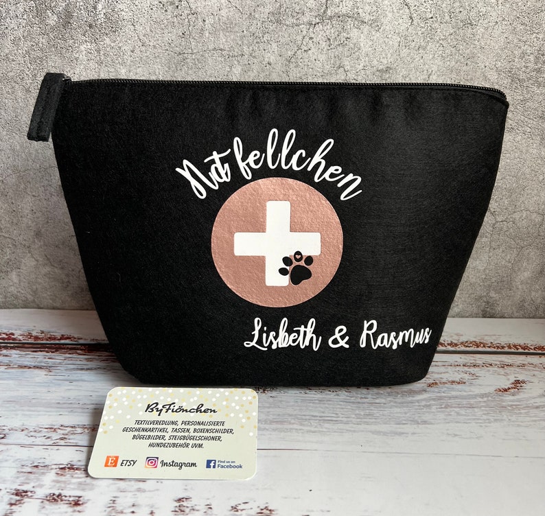 Notfellchen Hunde Apothekentasche, personalisiert ByFiönchen / Notfalltasche / HundeZubehör / Medikamententasche / alles für den Hund