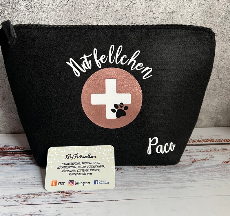 Notfellchen Hunde Apothekentasche, personalisiert ByFiönchen / Notfalltasche / HundeZubehör / Medikamententasche / alles für den Hund