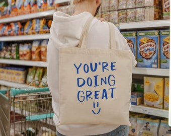 You're Doing Great Tote Bag Aesthetic, Cute Tote Bag, Trendy Tote Bag, Gifts for Her Under 20, Positive Quote, Gifts for Teenage Girls