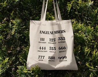 Angel Numbers, Aesthetic Tote Bag, Cute Tote Bag, Trendy Tote Bag, Canvas Tote Bag, Angel Number Gift, Shoulder Aesthetic Bag, Y2k Bag
