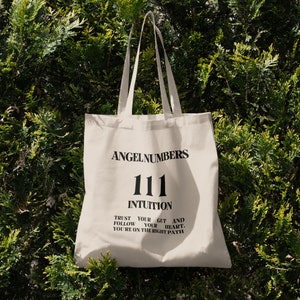111 Angel Number, Aesthetic Tote Bag, Cute Tote Bag, Trendy Tote Bag, Angel Number Gift, Shoulder Aesthetic Bag, Gifts for Teenage Girls