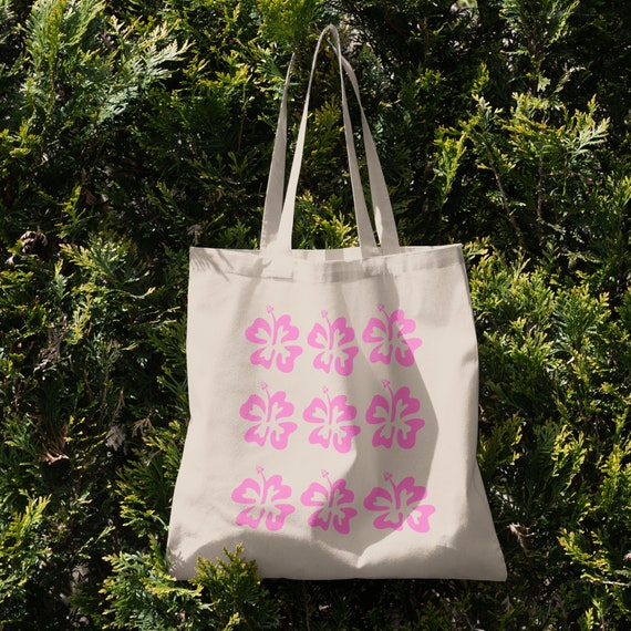 Hibiscus Tote Bag Aesthetic Beach Bag VSCO Coconut Girl 