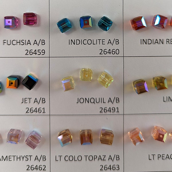 6mm Austrian Crystal Cubes, 10 Pack #5601 - Fancy Coatings/Colors Pg 7 of 12