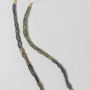 Antique Trade Beads - Red/Green/White/Black Striper - Strand &quot;L&quot;