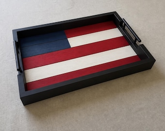Personalized American Flag Tray | 4th of July Serving Tray | Patriotic Decor | Custom Family Name Tray | Housewarming Gift