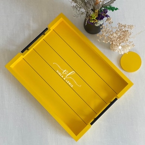 Bright Yellow Ottoman Tray – Personalized Serving & Decor Tray (13x17)