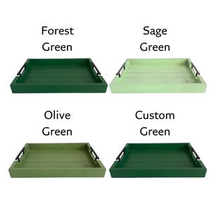 Handcrafted Wooden Serving Tray | 13x17 Sage Olive Forest Green, Personalized Coffee Table Decor
