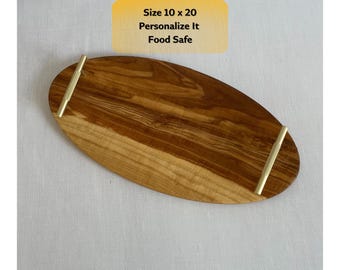 Maple Oval Charcuterie Board with Gold Handles 10x20 – USA Made Serving Tray
