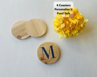 Juego de 4 posavasos personalizados marrón claro (redondos de 8,9 cm)