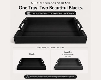 Personalized Wood Serving Tray | Black, Iron Ore, Charcoal Black Coffee Table Decor