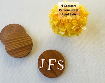 Juego de 4 posavasos personalizados en marrón oscuro (redondos de 8,9 cm)