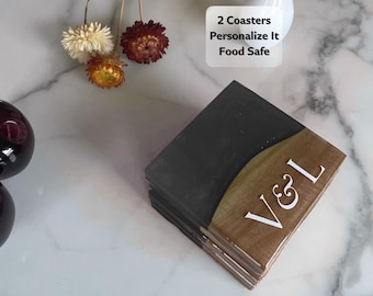 Posavasos elegante de epoxi negro: protector de superficie personalizable y accesorio único para bebidas.