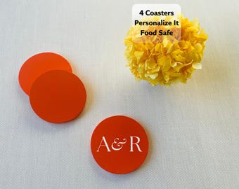 Posavasos personalizados naranjas: juego de posavasos redondos de 8,9 cm