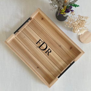 13 x 17 Light Brown Ottoman Tray for Living Room, Serving Tray for Coffee Table, Kitchen Decorative Tray with Handles