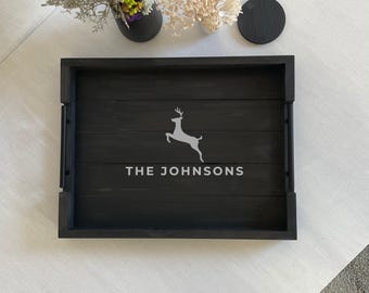 Personalized Hunting Tray, Custom Deer Hunter Gift, Rustic Cabin Serving Tray, Hunting Decor, Father’s Day Gift for Hunter