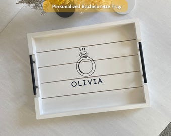 Personalized Bachelorette Gift Tray, Custom Bridal Party Tray, Bride to Be Tray, Wedding Shower Gift, Bride Tribe Tray