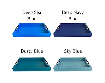 Bandeja de madera de 13x17 pulgadas / Opciones en azul marino, gris y azul cielo / Decoración para mesa de centro