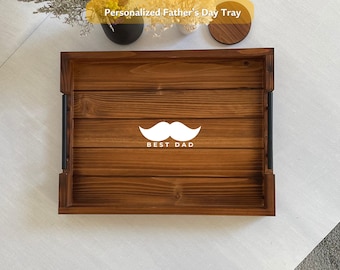 Personalized Father’s Day Tray, Custom Dad Gift, Men’s Icon Serving Tray, Husband Boyfriend Gift, Best Dad Tray, Rustic Wood Tray