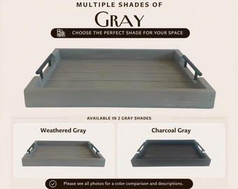 Personalized Gray Ottoman Tray | Custom Weathered Gray Coffee Table Tray | Housewarming & Wedding Gift