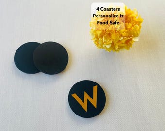 Posavasos negros personalizados: juego de posavasos redondos de 8,9 cm (3,5 pulgadas)