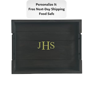 Elegant Black Ottoman Tray: Versatile Serving & Decorative Accent for Living Room, Coffee Table, Kitchen