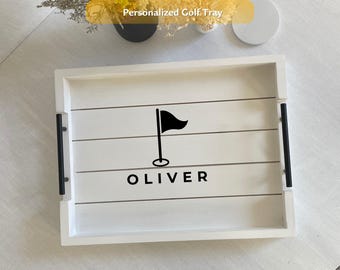 Personalized Golf Tray, Custom Golfer Gift for Dad or Mom, Golf Flag Serving Tray, Father’s Day, Retirement Gift