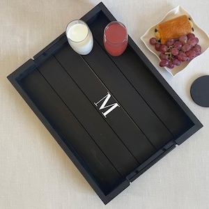 Funly Mee 12.6x12.6 Inches Rustic Wood Serving Tray,Decorative Tray For