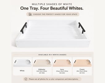 Personalized Wooden Serving Tray with Handles | Alabaster Ivory Cream Options