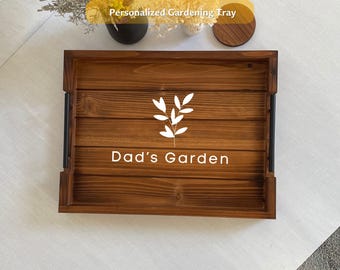 Personalized Dad’s Garden Tray, Custom Gardening Gift for Dad, Father’s Day Garden Lover Gift, Plant Lover Serving Ottoman Tray