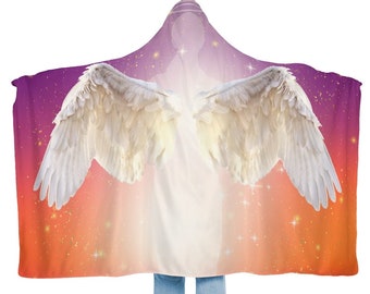 The Light Worker Hooded Fleece Blanket, My Angel Covers Me, Angel Wings, Colorful Cloak, Protection, Archangel, Christmas Gift